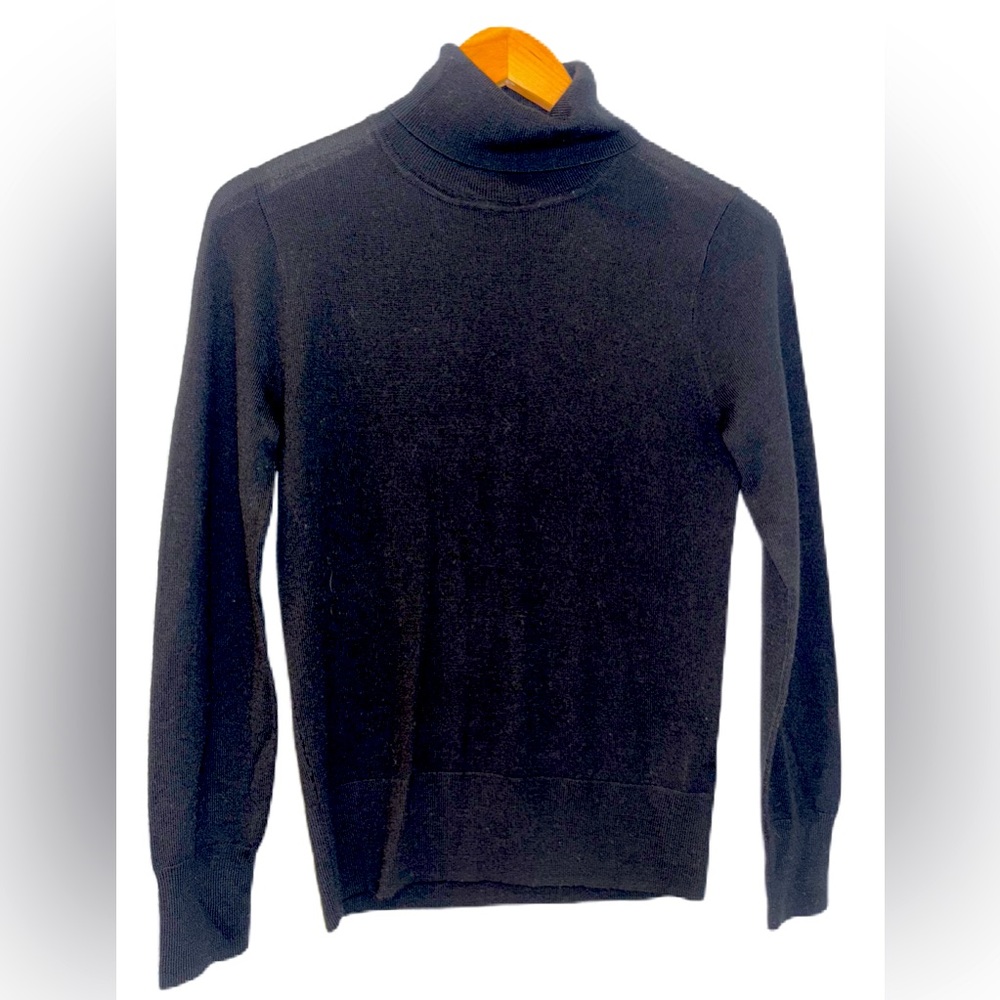 J. Crew Factory Black Wool Blend Turtleneck Size Medium